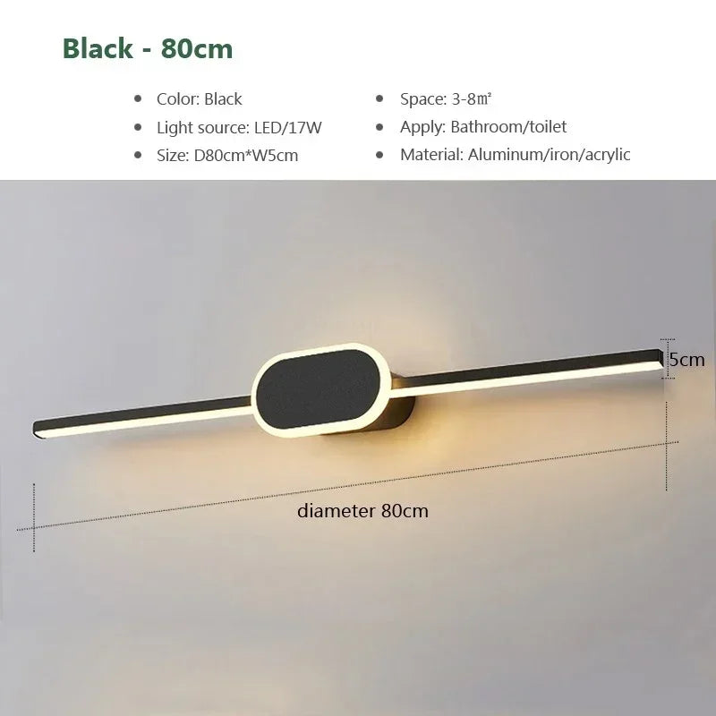 Axyaa 40/60/80CM LED Bathroom Mirror Wall Sconces, Living Room Indoor Fixture