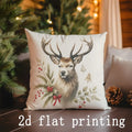 Axyaa Merry Christmas Deer & Trees Pillow Covers - Sofa, Bedroom, Car Decor