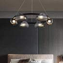 Axyaa Smoky Gray Glass Chandelier Pendant Light - Luxury Living Room LED Luminarias