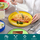 Axyaa Handpainted Spirals Ceramic Plate Set - Mix-Color, 12/18/24PCS, Dinner/Dessert/Bowl/Soup Plates