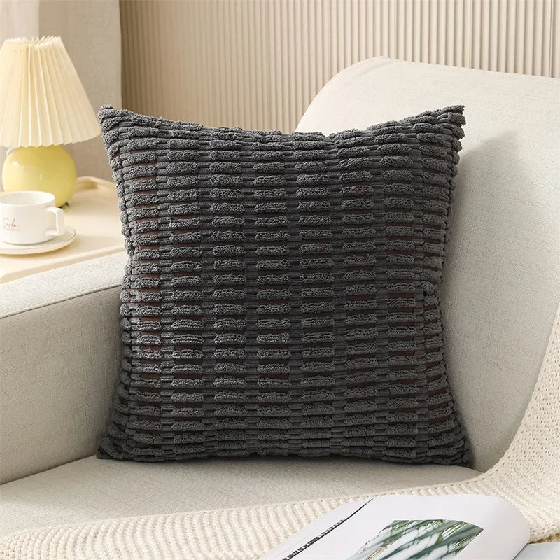 Axyaa Soft Striped Corduroy Throw Pillow Covers in 45x45cm