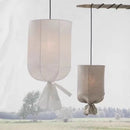 Axyaa White Linen Pendant Lamp: Nordic Design Bamboo LED Lighting for Indoor Spaces