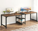 Axyaa 90.55'' 2 Person Double Computer Desk with Shelves and Spacious Desktop
