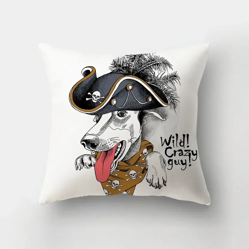Axyaa Cartoon Dogs Feather Print Pillowcase Home Decor Sofa Seat Cushion Cover