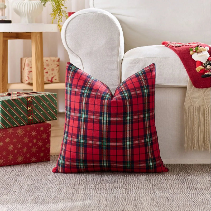 Axyaa Christmas Deer Star Pillow Cover - Cozy Soft Plush Striped 45x45cm