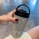 Axyaa 12oz Rhinestone Stainless Steel Thermal Tumbler Mug with Handle