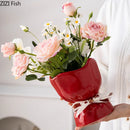 Axyaa Flower Bud Ceramic Vase Set - Aesthetic Room Decor & Table Centerpiece