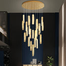Axyaa Modern Crystal Chandelier for Living Rooms and Dining, LED Staircase Light, Chrome Gold Stainless Steel