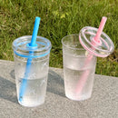 Axyaa Bow Print Straw Water Bottle: Office Coffee Mug, Matcha Tea Cup