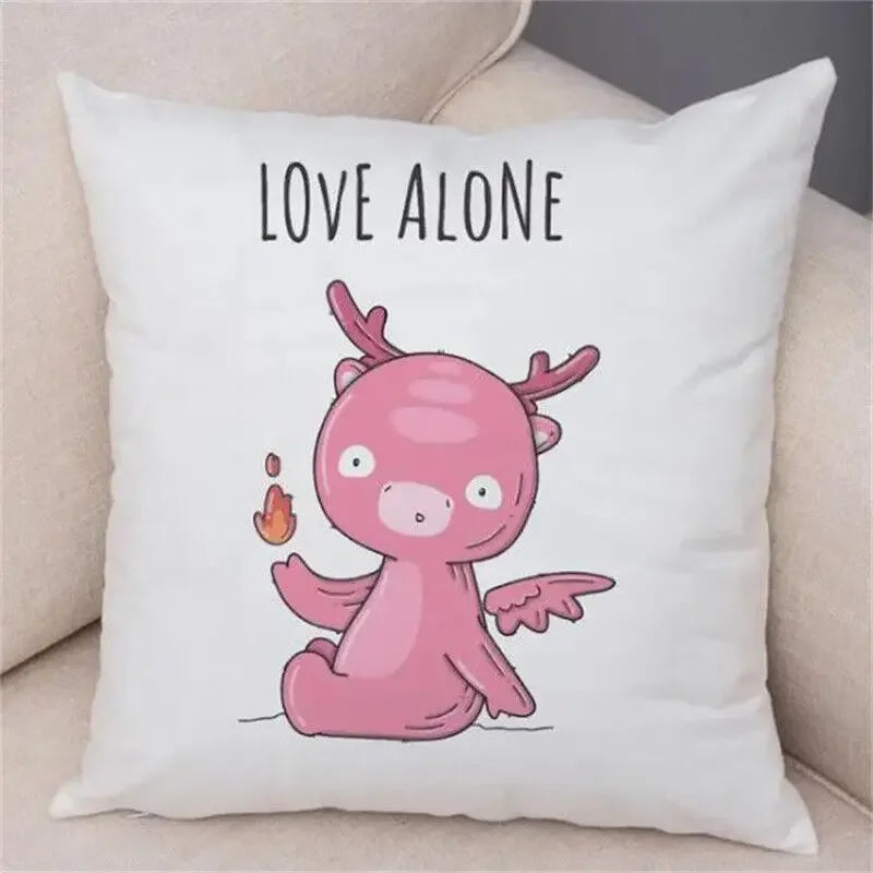 Axyaa Cartoon Animal Pillowcase: Sofa Decor Cushion Cover for Living Room