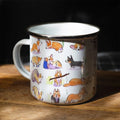 Corgi Pattern Enamel Camping Mug 12oz by Axyaa - Dog Lover Gift Mug