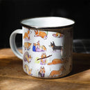 Corgi Pattern Enamel Camping Mug 12oz by Axyaa - Dog Lover Gift Mug