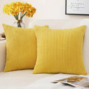 Axyaa Soft Plush Yellow Couch Pillow Covers, Farmhouse Boho Decorative 18x18 Inch