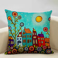 Axyaa Scenic Illustration Cushion Cover 45x45cm for Home Art Decoration
