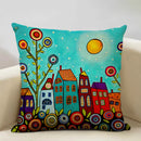 Axyaa Scenic Illustration Cushion Cover 45x45cm for Home Art Decoration
