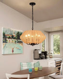 Axyaa 5-Light Rattan Chandelier for Kitchen Bedroom Living Room.