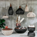 Axyaa Rattan Pendant Lamp: Vintage Handmade LED Lighting for Kitchen, Dining Room