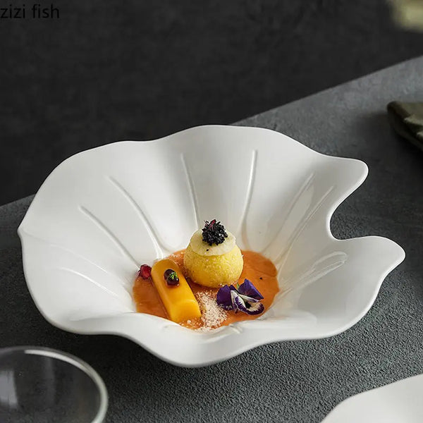 Axya Irregular Ceramic Dinner Plate Set for Restaurant Tableware - Solid Color Dish Collection