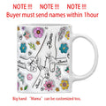 3D Effect Flowers Cup Holding Hands Personalized Name Mug for Children, Mother's Day Gift