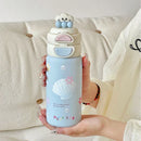 Axyaa Cartoon Vacuum Insulated Stainless Steel Water Bottle with Double Drinking Straw Cup