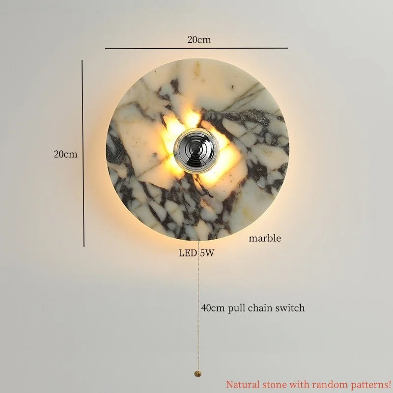 Axyaa Circular Marble LED Wall Lamp Modern Nordic Interior Lighting