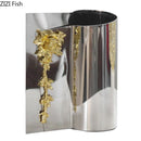 Axyaa Golden Flower Relief Ceramic Vase for Table Decoration and Floral Arrangement