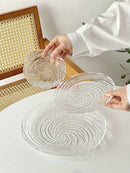 Axyaa Nebula Glass Cake Plate: Large Fruit & Dessert Snack Platter - Creative Western Dish
