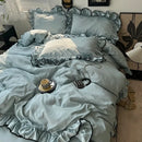 Axyaa Summer Ice Silk Lace Four-Piece Bedding Set - Korean Style