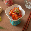Axyaa Flower Shaped High Footed Ceramic Bowl - Creative Tableware