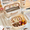 Axyaa Kawaii Bento Box for Girls: Portable, Microwave-safe Food Storage Container with Compartments