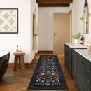 Nordic Floral Print Runner Rug by Axyaa - Stylish & Machine Washable Bedside Mat