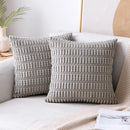Axyaa Black Corduroy Stripe Pillow Cover 18x18 Inch Soft Square Cushion Case