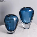 Axyaa Navy Blue Bubble Glass Vase for Table Decoration and Floral Arrangement