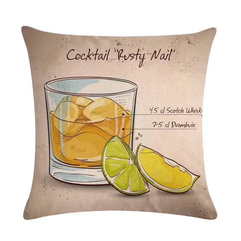 Martini Tequila Print Cushion Cover - Creative Home Decor by Axyaa