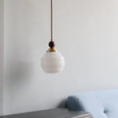 Axyaa White Glass Wood LED Pendant Lights - Adjustable Indoor Hanging Lamp