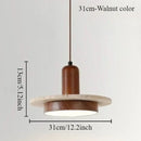 Axyaa Travertine LED Pendant Light - Modern Walnut Chandelier for Dining Kitchen Island Counter