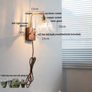 Axyaa Clear Glass LED Wall Light Fixture Walnut Bedside Lamp