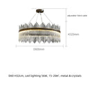 Axyaa Black/Gold Metal Crystal Chandelier LED Pendant Light Luxe Dimmable Fixture