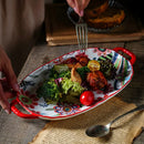Axyaa Butterfly Love Flower Ceramic Fish Dinner Plate Oval Household Set