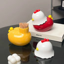 Axyaa Chick Fruit Fork Set & Storage Jar - Cute Household Dessert Forks, Desktop Organization