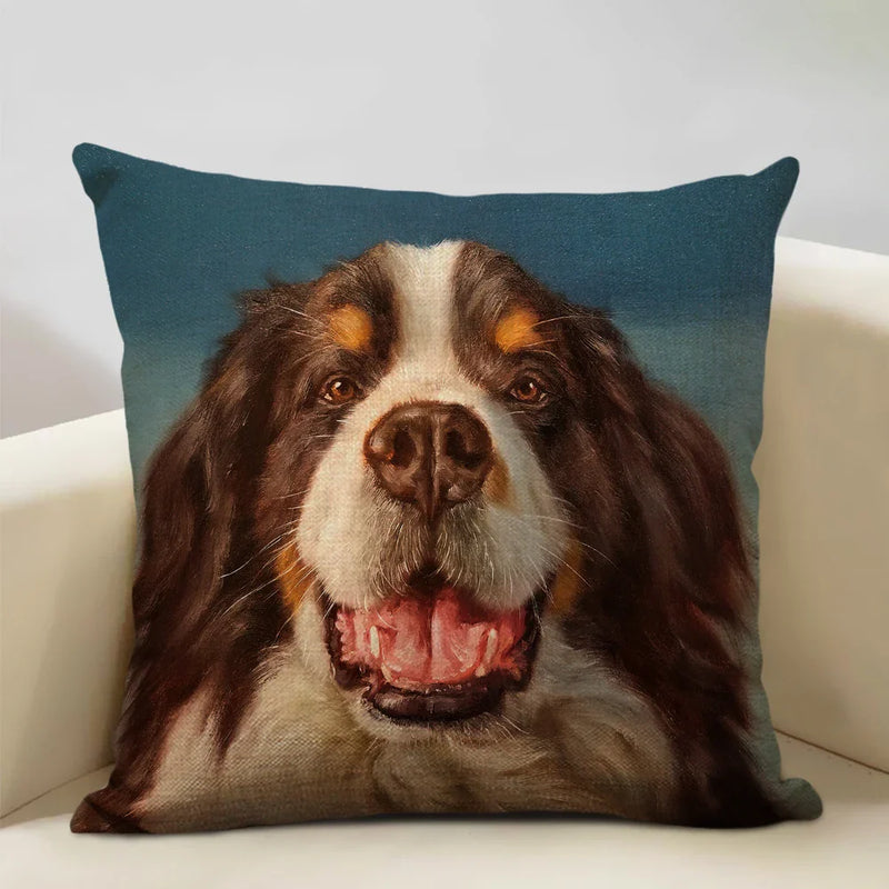 Axyaa Bullfighting Dog Cushion Cover - 45x45cm Linen Pillowcase for Home Decor