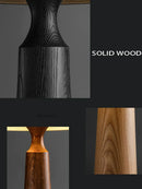 Axyaa Modern Solid Wood Table Lamp with Black Fabric Lampshade for Home and Office