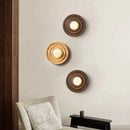 Axyaa Solid Wood Circular Wall Lamp Retro Light for Home Decor