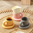 Axyaa Nordic Style Ceramic Chubby Mug Set with Oval Plate - 400ml