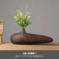 Axyaa Striped Resin Vase Imitation Wood Finish - Desktop Decoration & Crafts