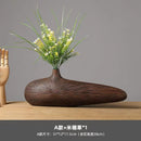 Axyaa Striped Resin Vase Imitation Wood Finish - Desktop Decoration & Crafts