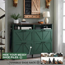 Axyaa Farmhouse Shoe Storage Cabinet with Barn Door Design & 4 Flip Drawers