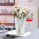 Axyaa Crystal Glass Vase for Flowers Desk Decoration