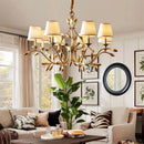 Axyaa Gold Copper Chandelier with Fabric Shades for Living Dining Bedroom Lighting