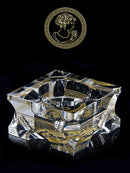 Axya Crystal Glass Hand-Gilt Square Ashtray - European Design for Home & Office